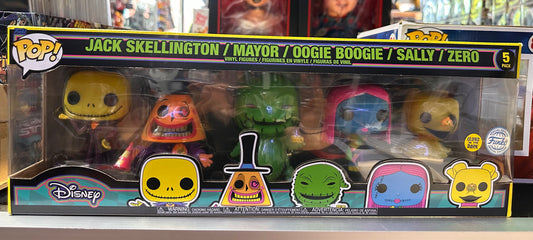 FUNKO POP JACK SKELLINGTON/MAYOR/OOGIE BOOGIE/SALLY /ZERO 5 PACK GLOWS IN THEDARK SPECIAL EDITION