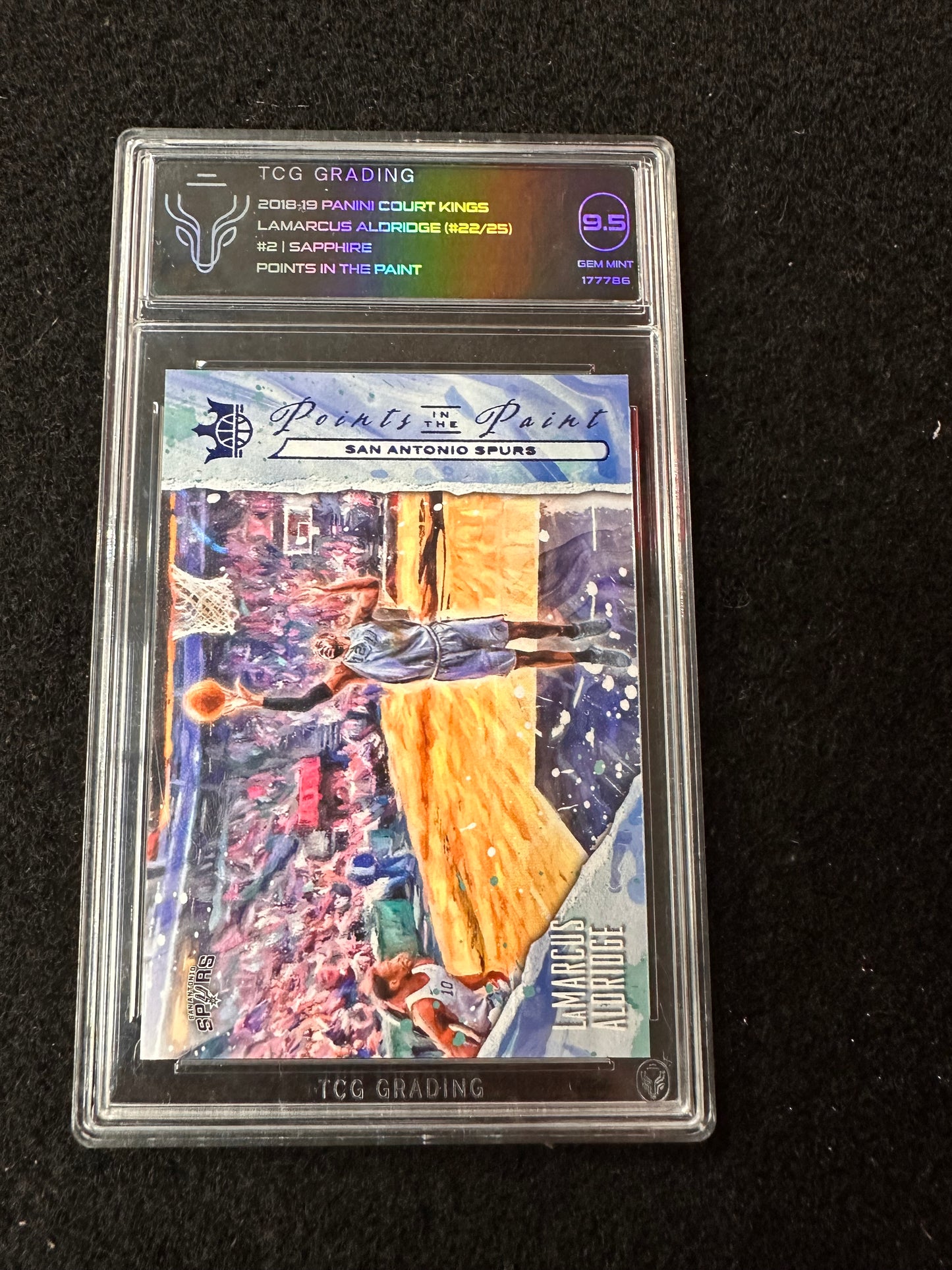 2018-19 PANNI COURT KINGS LAMARCUS ALDRIDGE #22/25 TCG 9.5 GEM MINT