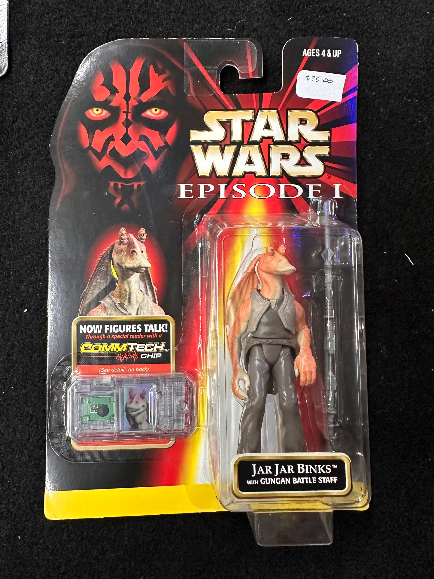 STAR WARS EPISODE 1 JAR JAR BINKS WITH GUNGAN BATTLE STAFF (COMMTECH CHIP)