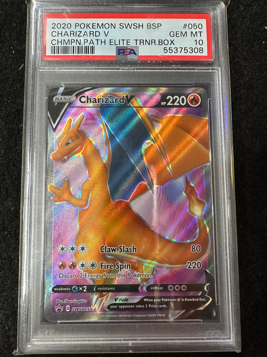 POKEMON 2020 SWSH BSP CHARIZARD V CHMPN.PATH ELITE TRNR.BOX GEM MT 10