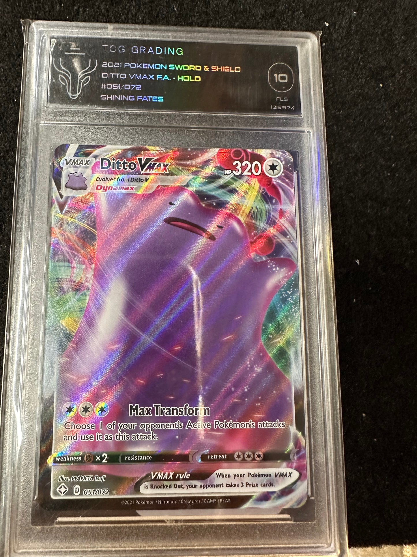 POKEMON 2021 SWORD&SHIELD DITTO VMAX HOLO 051/072 10FLS