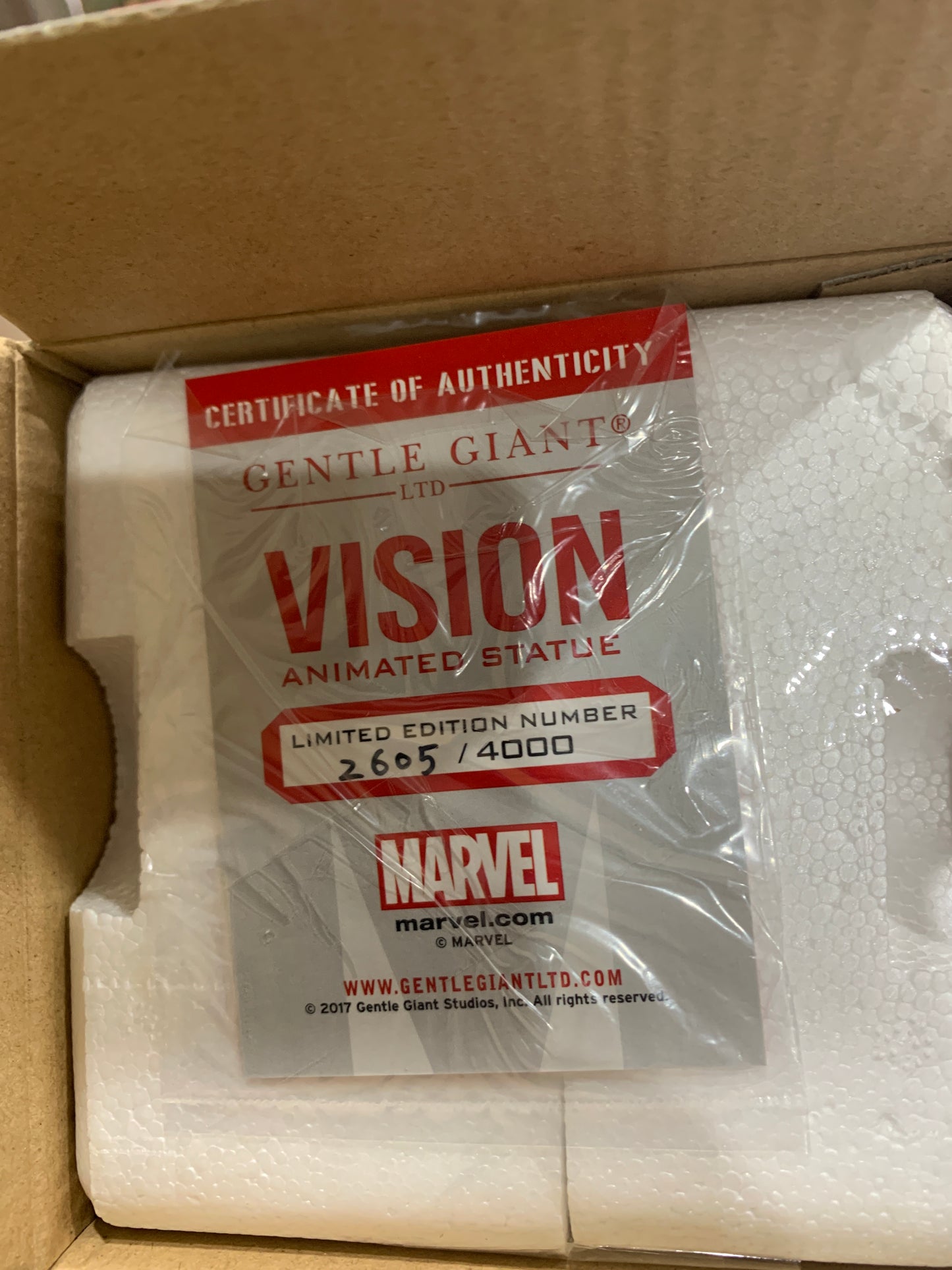 Gentle Giant vision animated statue marvel limited edition numbers