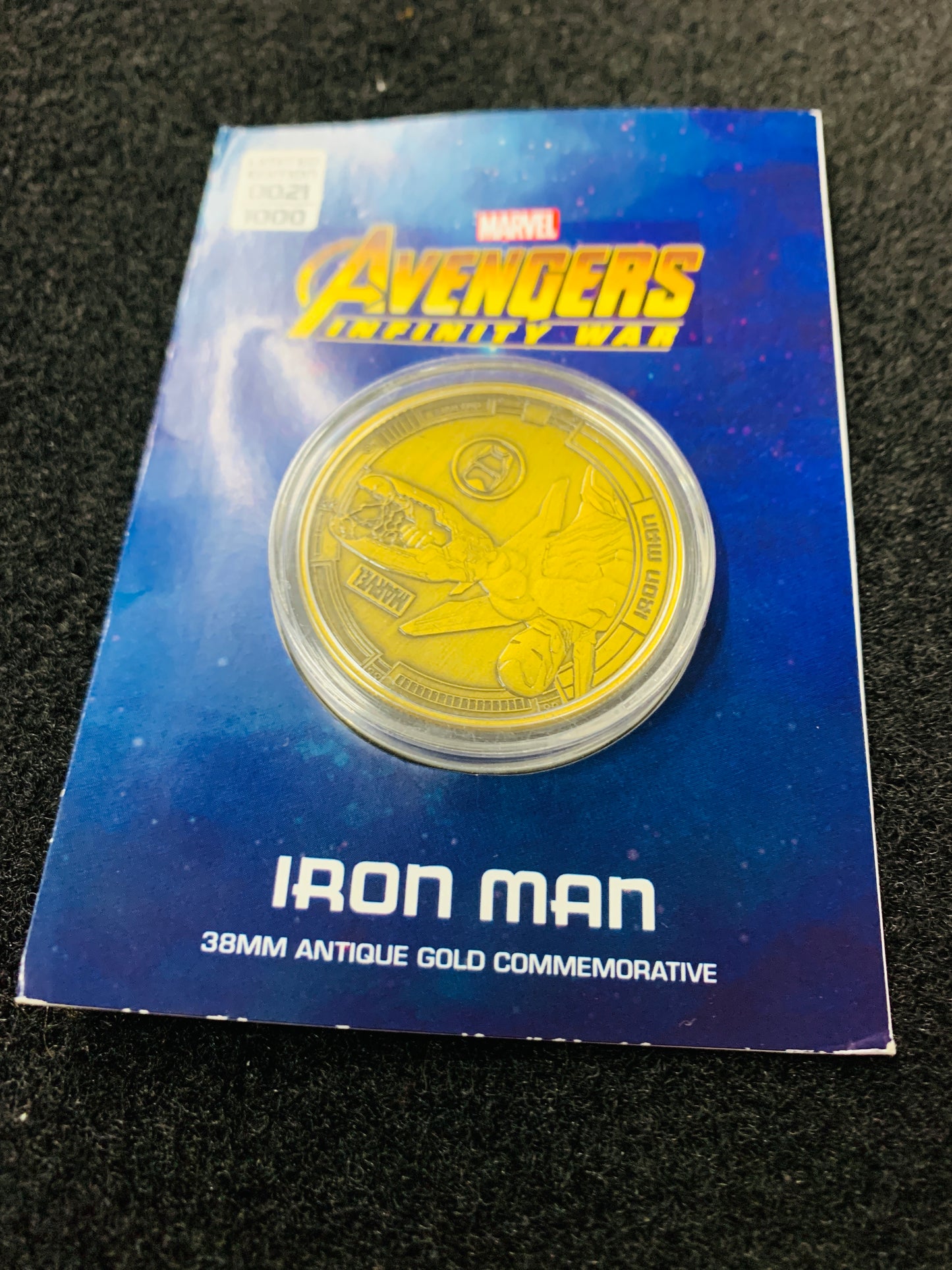 Avengers infinity war iron man 38 mm antique gold commemorative