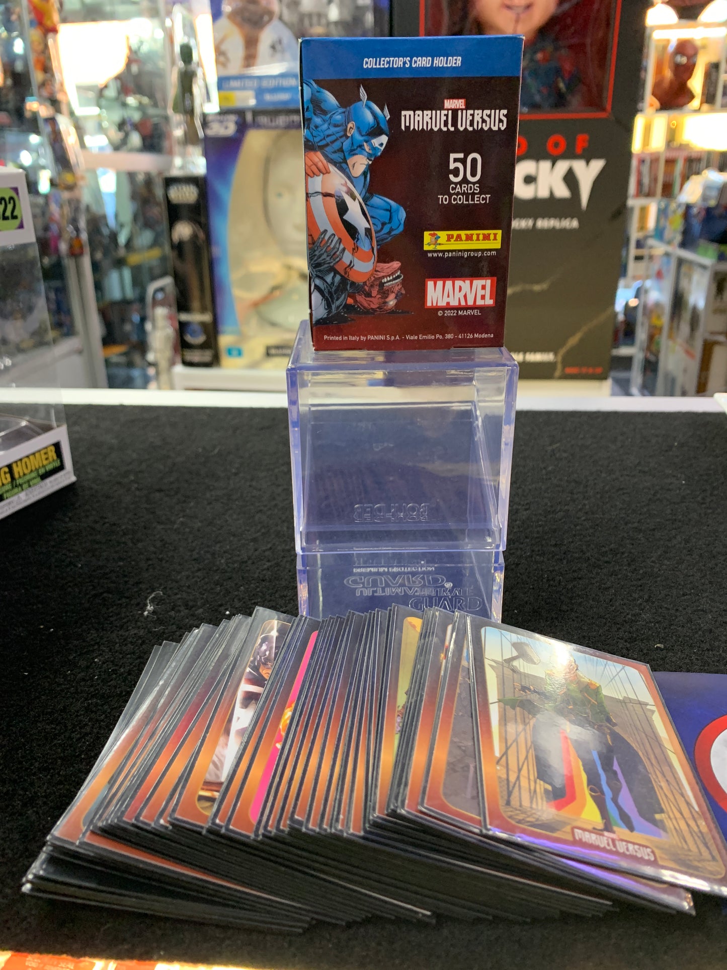 Marvel versus 50 cards panini these come with each card with its own protective sleeve and a hard protective case