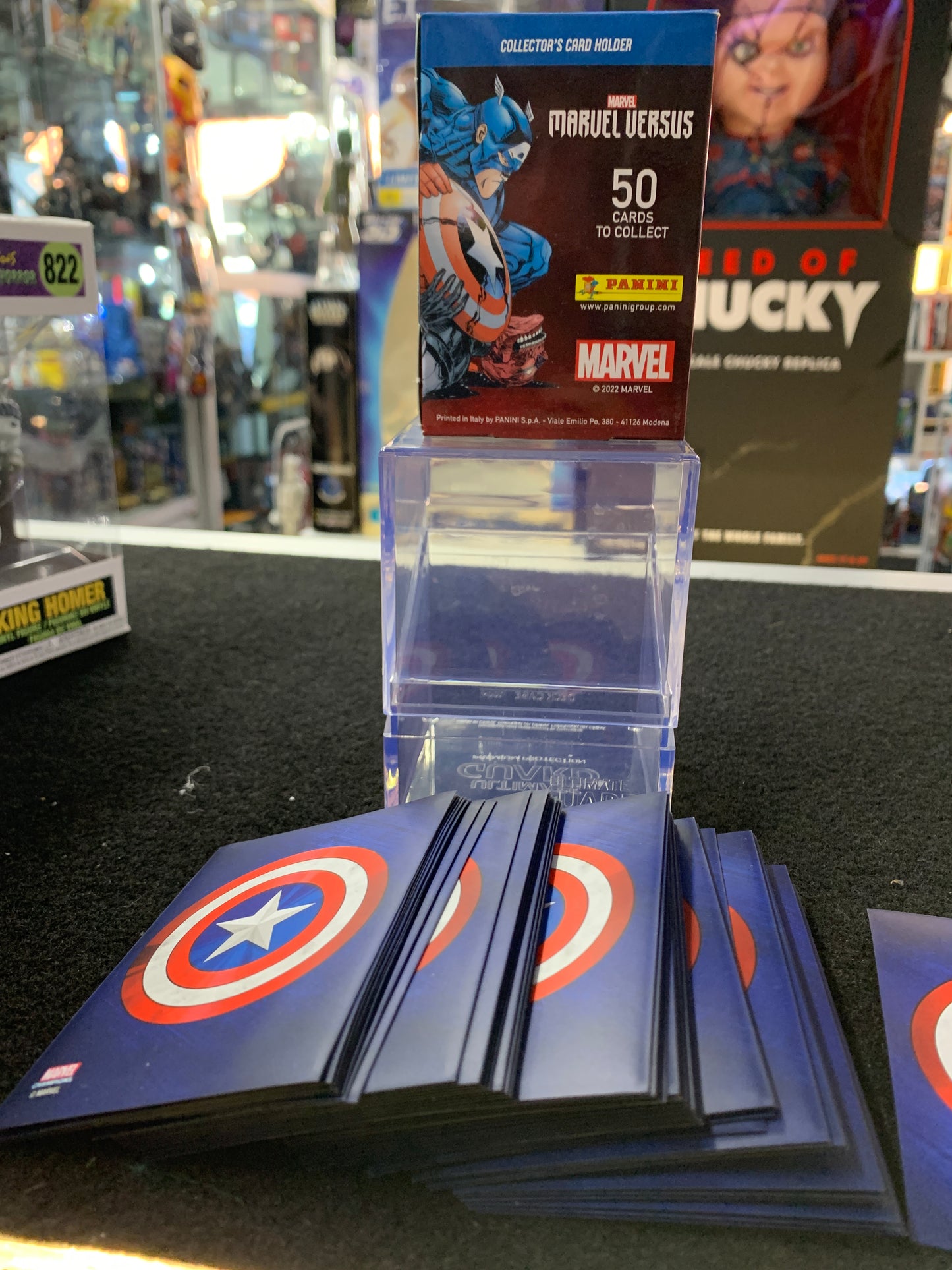 Marvel versus 50 cards panini these come with each card with its own protective sleeve and a hard protective case