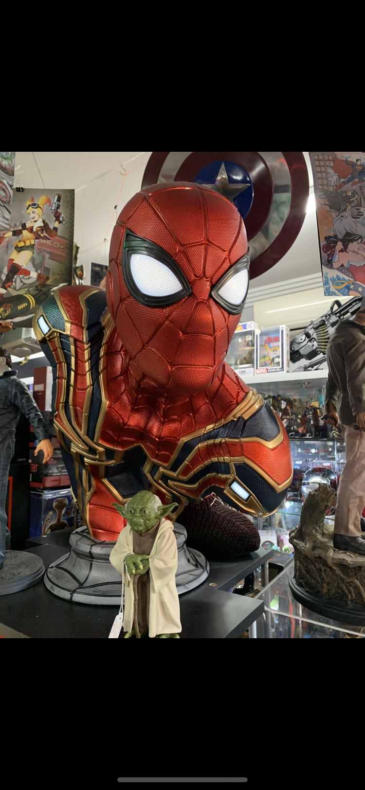 Iron Spider-Man life size bust and lights up absolutely a masterpiece for any collector or movie room