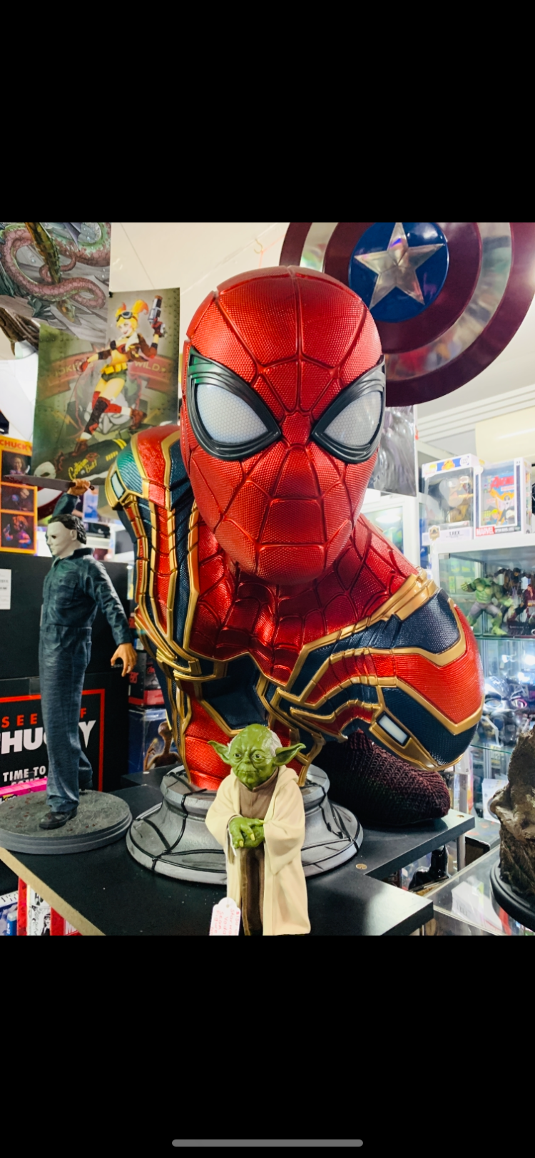 Iron Spider-Man life size bust and lights up absolutely a masterpiece for any collector or movie room