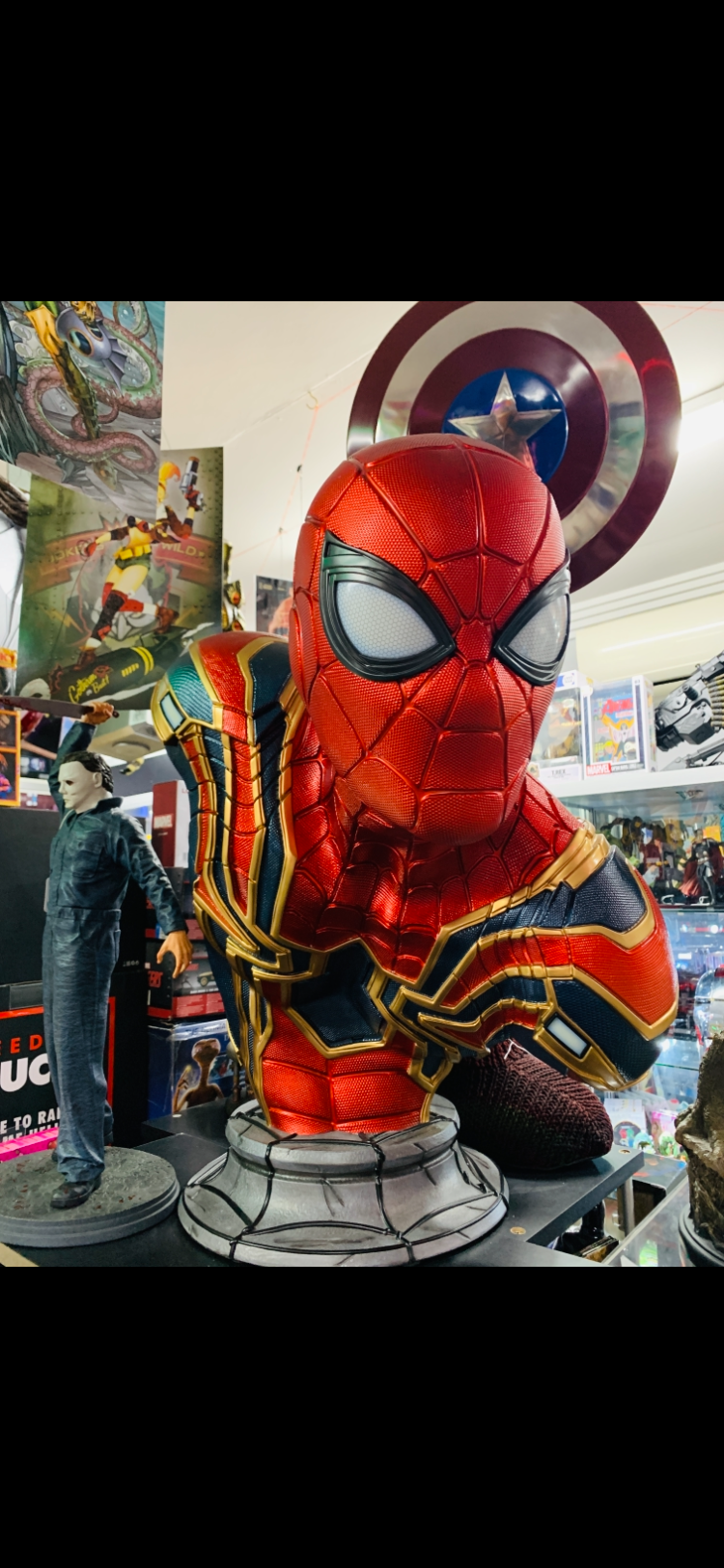 Iron Spider-Man life size bust and lights up absolutely a masterpiece for any collector or movie room