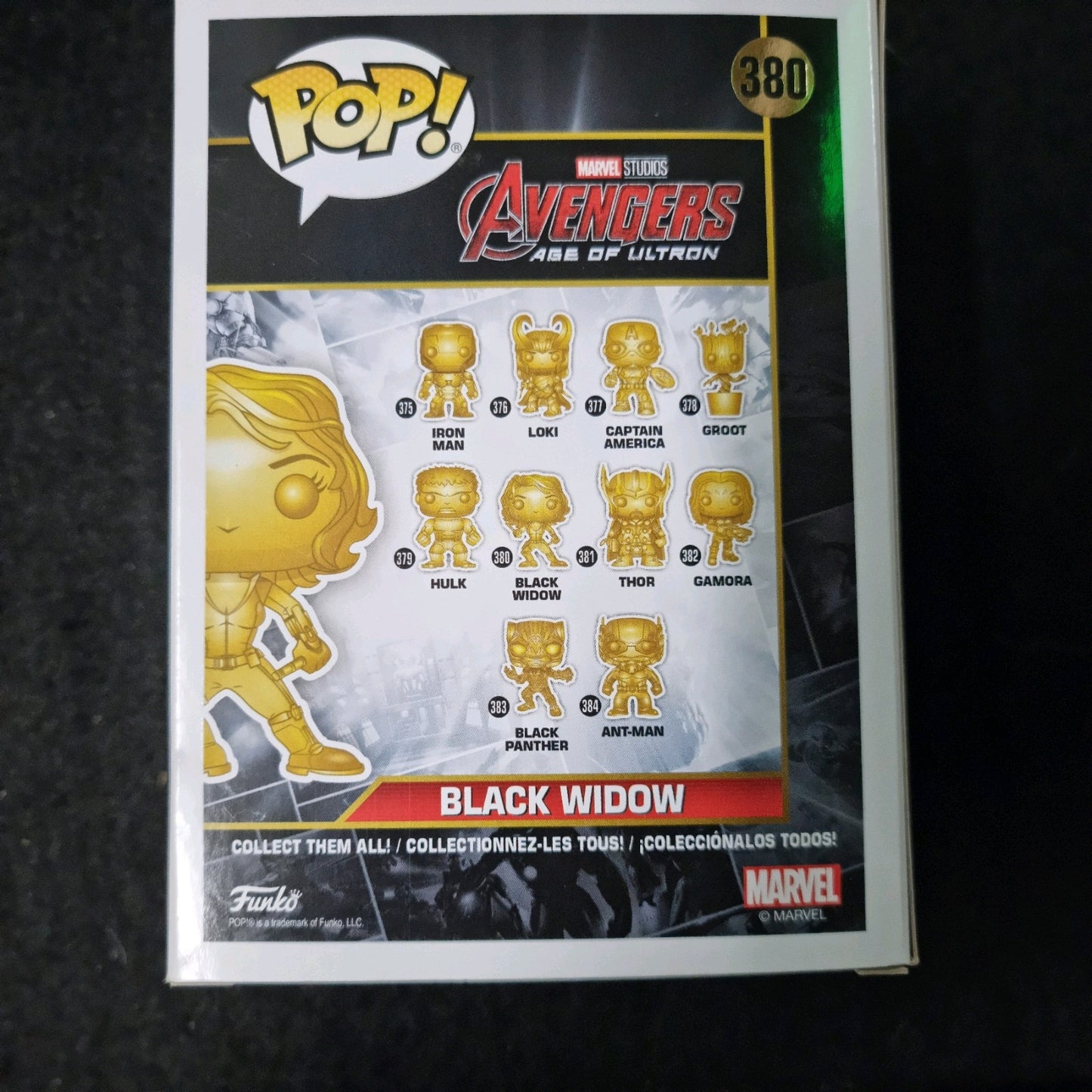 FUNKO POP MARVEL STUDIOS 10TH GOLD CHROME BLACK WIDOW #380 VINYL FIGURE 33516