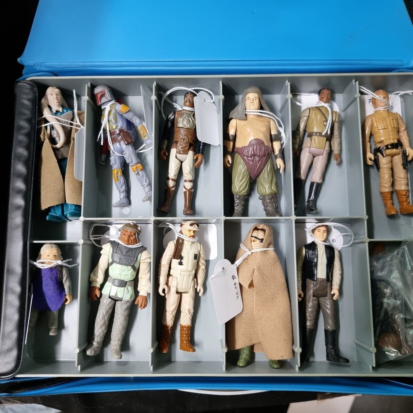 1977 Star Wars Mini-Action Figures Collector’s Case Grey Tray + Figures Kenner 