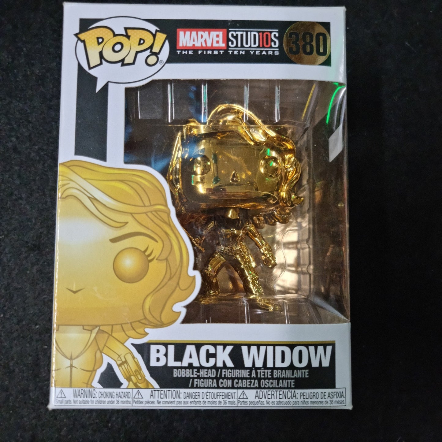 FUNKO POP MARVEL STUDIOS 10TH GOLD CHROME BLACK WIDOW #380 VINYL FIGURE 33516