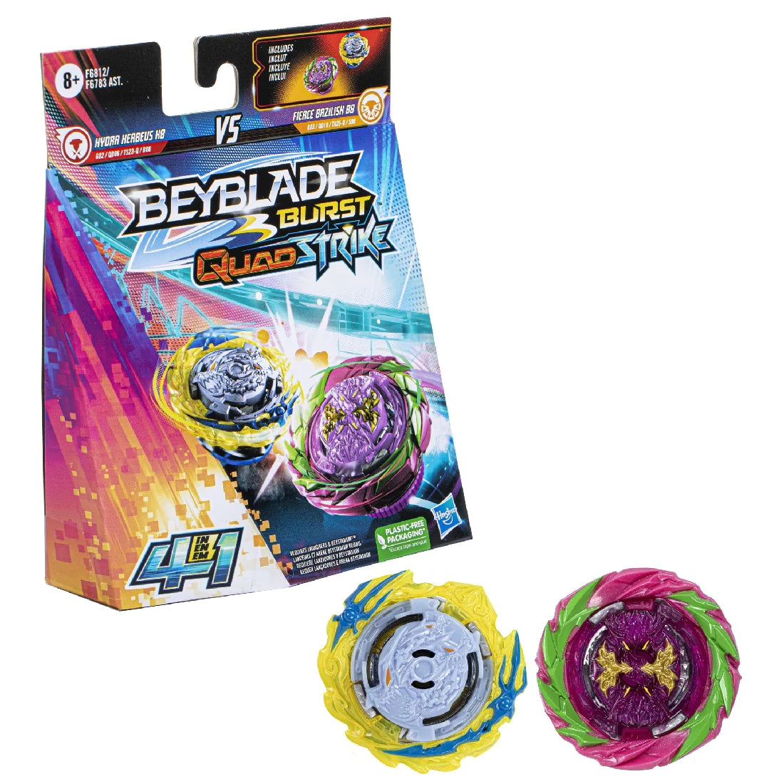 Beyblade Burst QuadStrike Fierce Bazilisk B8 and Hydra Kerbeus K8 - N0 ...