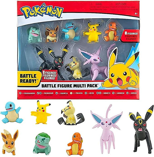 Pokémon Battle Figure 8-Pack - Features Charmander, Bulbasaur, Squirtle, Mimikyu, Pikachu, Eevee, Umbreon, Espeon - Perfect for Any Trainer