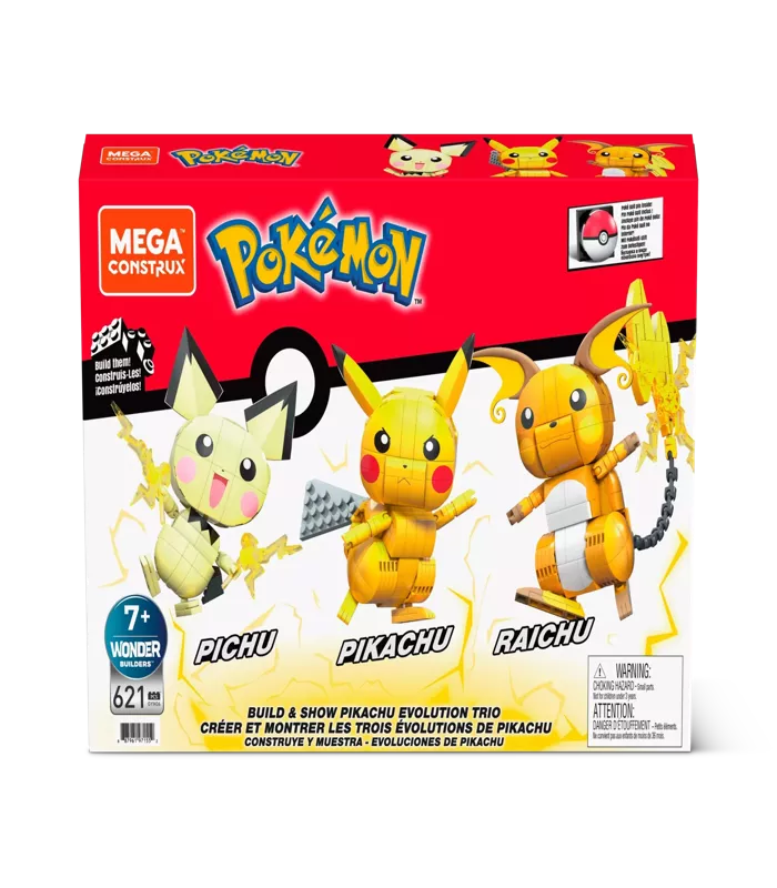 Mega Construx Pokémon Build and Show Pikachu Evolution Trio