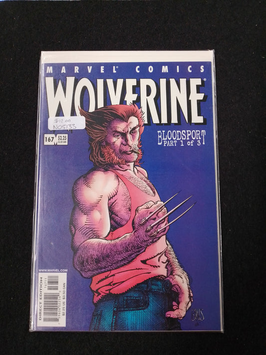 2001 WOLVERINE #167 Newsstand Marvel Comics Bloodsport Part 1 of 3 - N05133