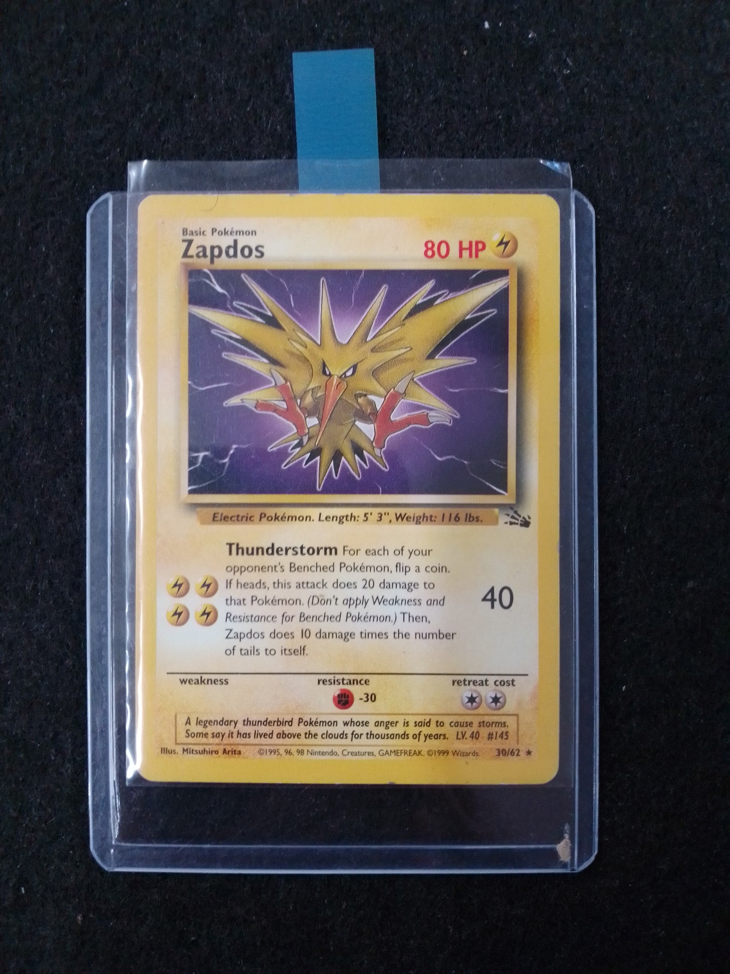 Pokemon Zapdos 80HP 30/62 Trading Card - N05281