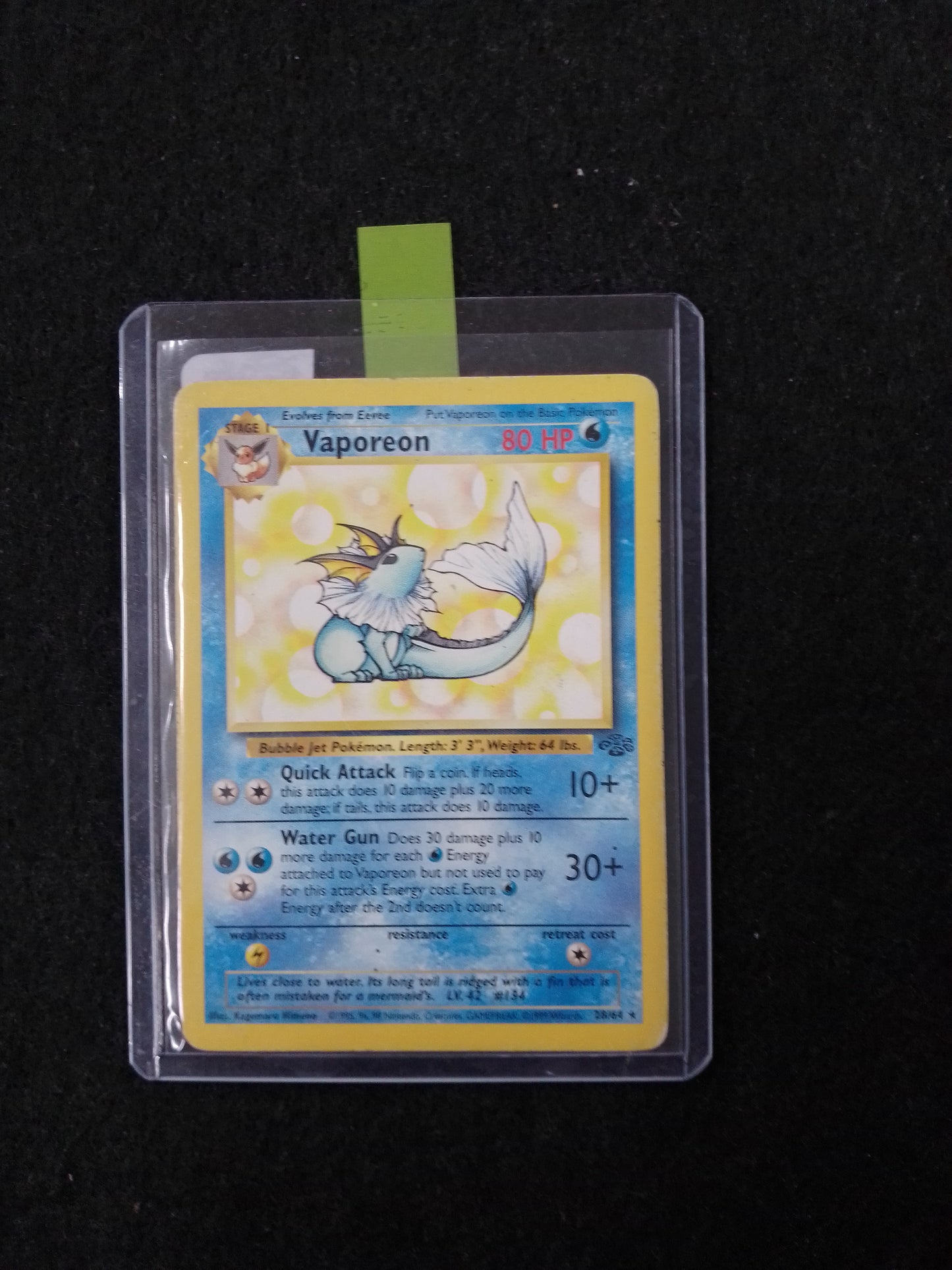 Pokemon Vaporeon 80HP 28/64 Trading Card - N05274