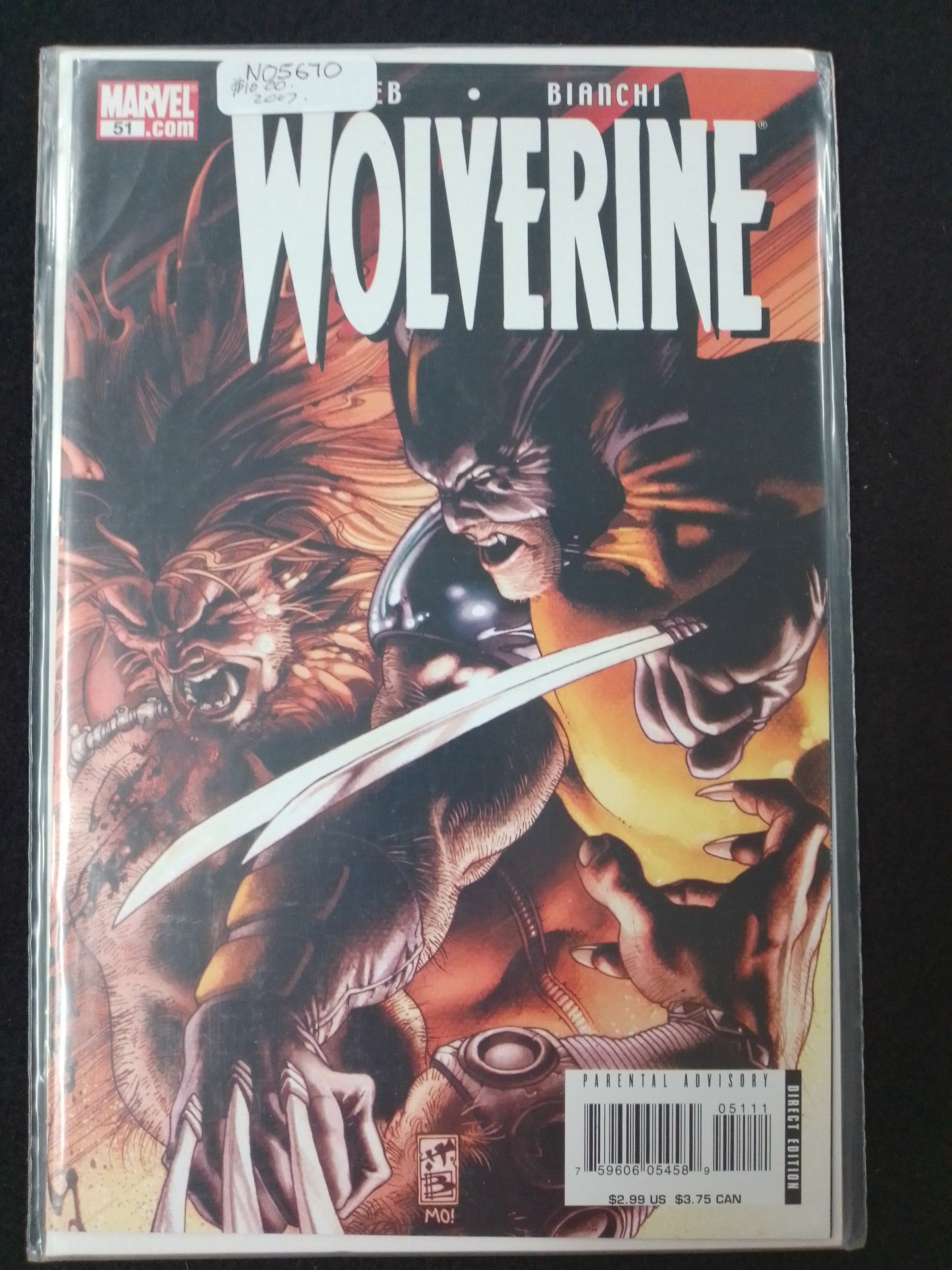 Wolverine #51 (2007) By Jeph Loeb Featuring Sabretooth Marvel Comics - N05670