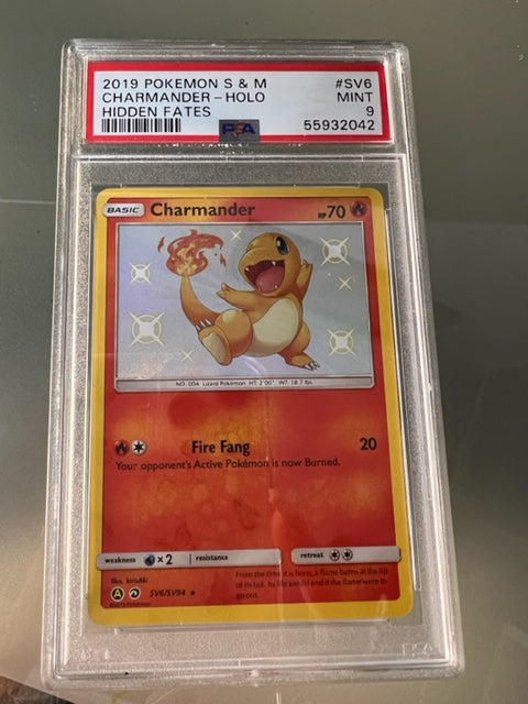 2019 Pokemon S & M SV6/SV94 Charmander Holo Hidden Fates PSA Graded  Mint 9