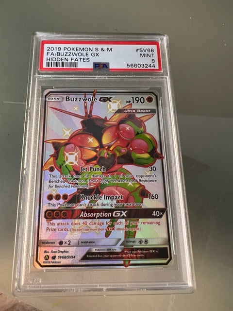 2019 POKÉMON S&M HIDDEN FATES FA/BUZZWOLE GX #SV68 PSA GEM MINT 10