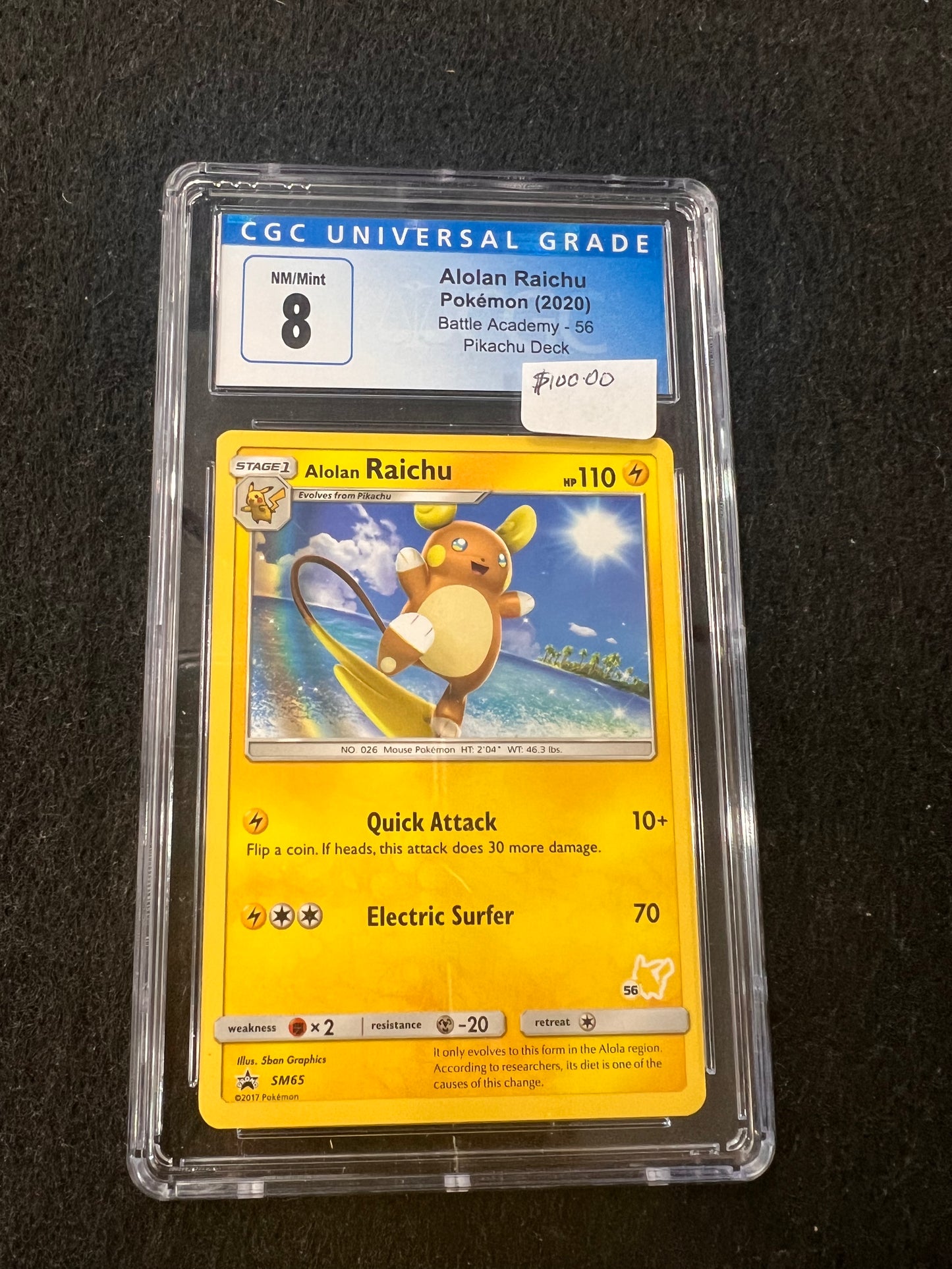 ALOLAN RAICHU Battle Academy-56 (2020) GRADED CGA 8 NM/MINT