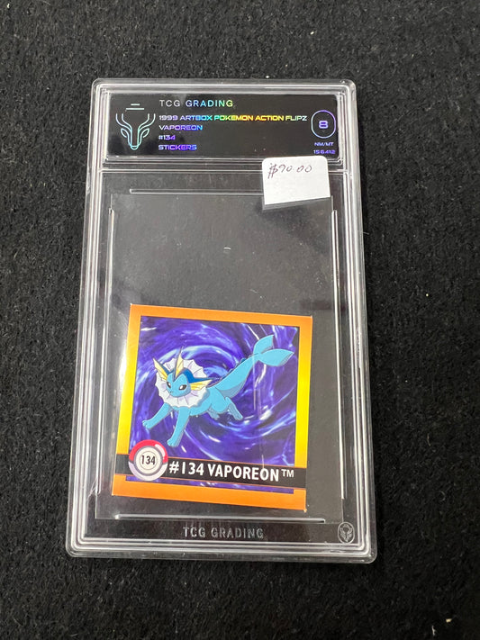 Pokemon Series 1 Sticker 1999 No. 134 Vaporeon Pokemon TCG GRADING 8 MINT