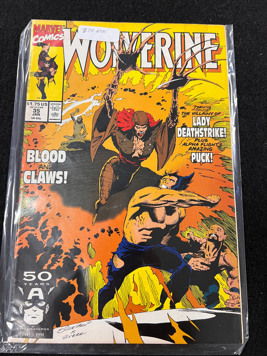 WOLVERINE #35  HIGH GRADE  MARVEL 1991  PUCK, LADY DEATHSTRIKE