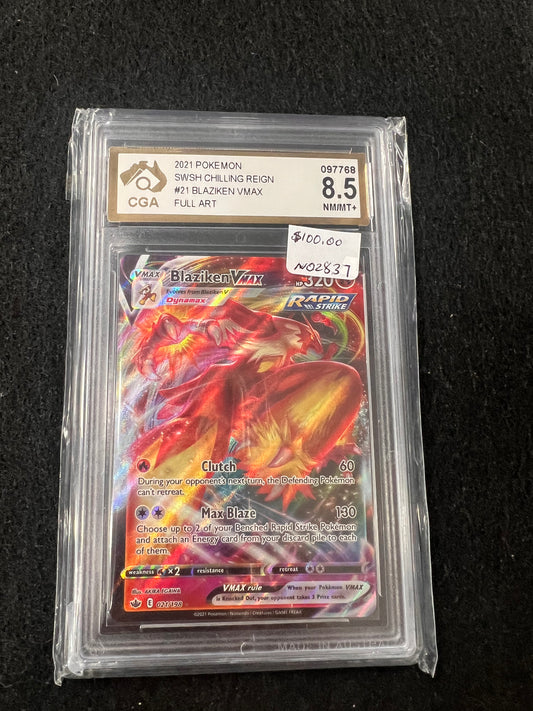 Blaziken VMAX Graded Pokemon Card CGA 8.5 NM/Mint+