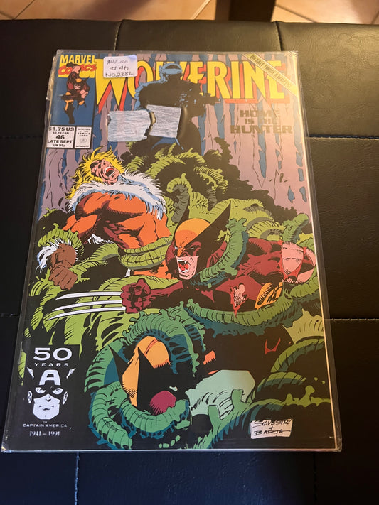 WOLVERINE #46 VOL1 MARVEL COMICS X-MEN SABRETOOTH APPS SEPTEMBER 1991