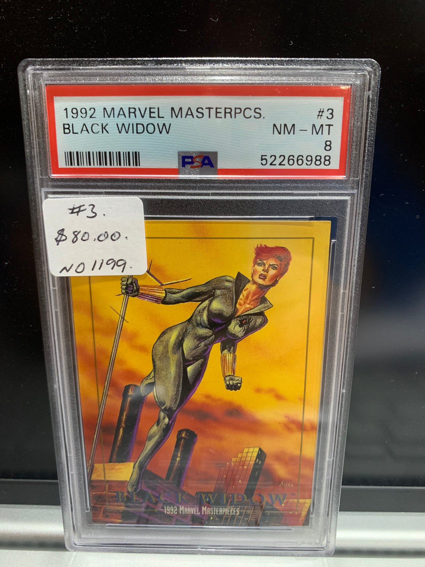 1992 marvel masterpiece graded carded card 8 black widow number 3