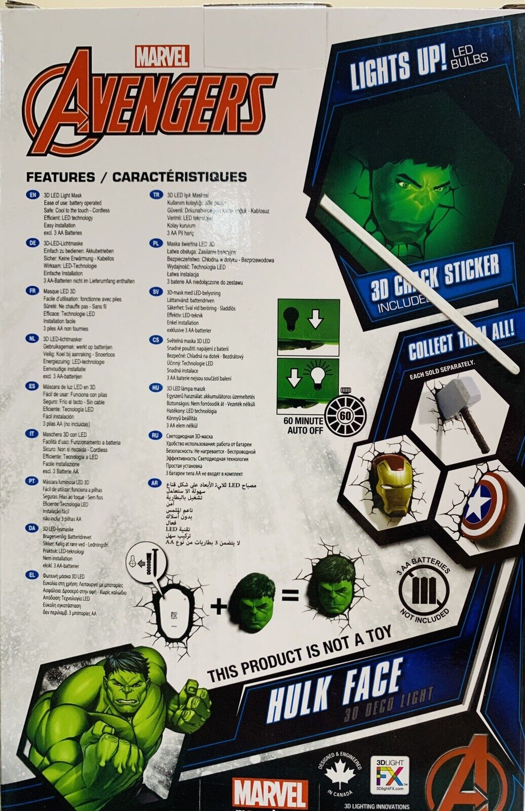 Marvel Avengers Hulk Face 3d Deco Light