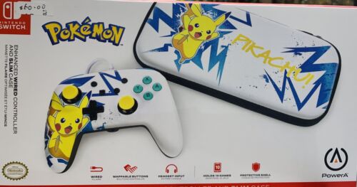 PowerA Enhanced Wired Controller and Slim Case for Nintendo Switch — Pikachu High Voltage